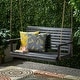 preview thumbnail 2 of 16, Tasmania Outdoor Aacia Wood Porch Swing by Christopher Knight Home Dark Gray Finish