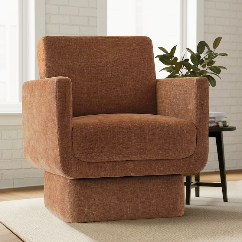 Upholstered Swivel Barrel Accent Chair - Orange