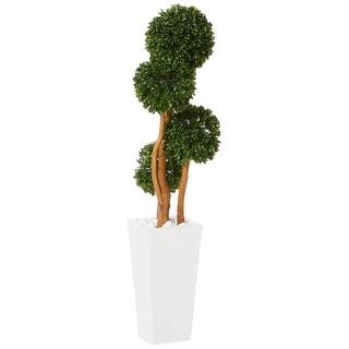 Artificial Tree UV Resistant Boxwood Topiary in Planter (Indoor/Outdoor ...