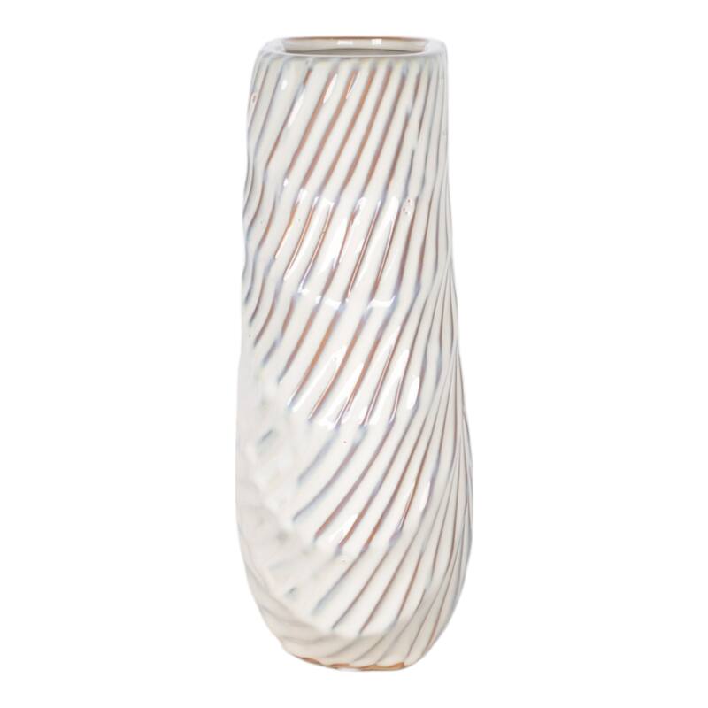 Ceramic Decorative Vase with Coastal Shell and Wavy Textured Design