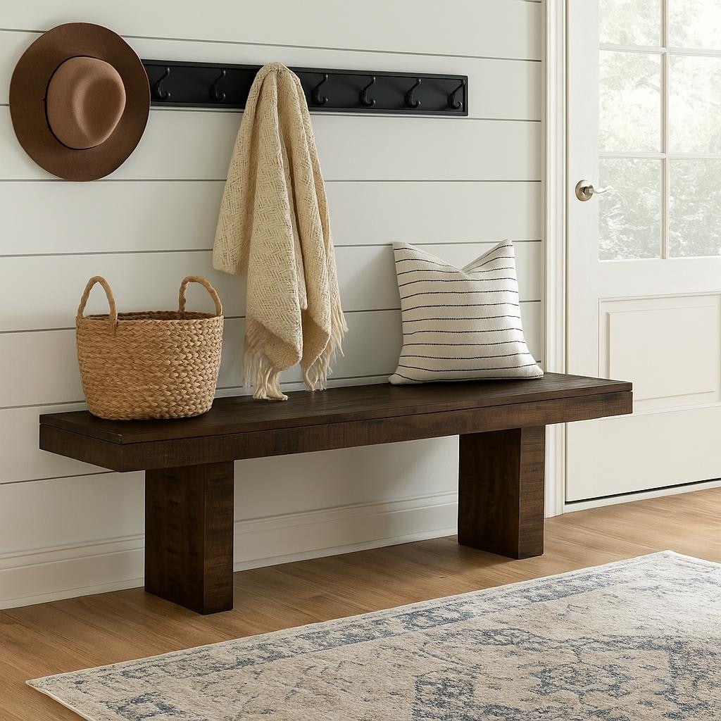 Timbergirl Dark Walnut Mango Wood Bench - 60"