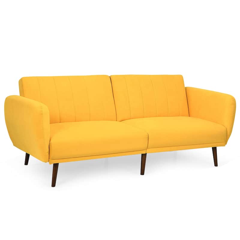 Gymax Modern Sofa Bed Convertible Futon Sofa w/ 3-Level Adjustable - 82.5'' x 34'' x 32''