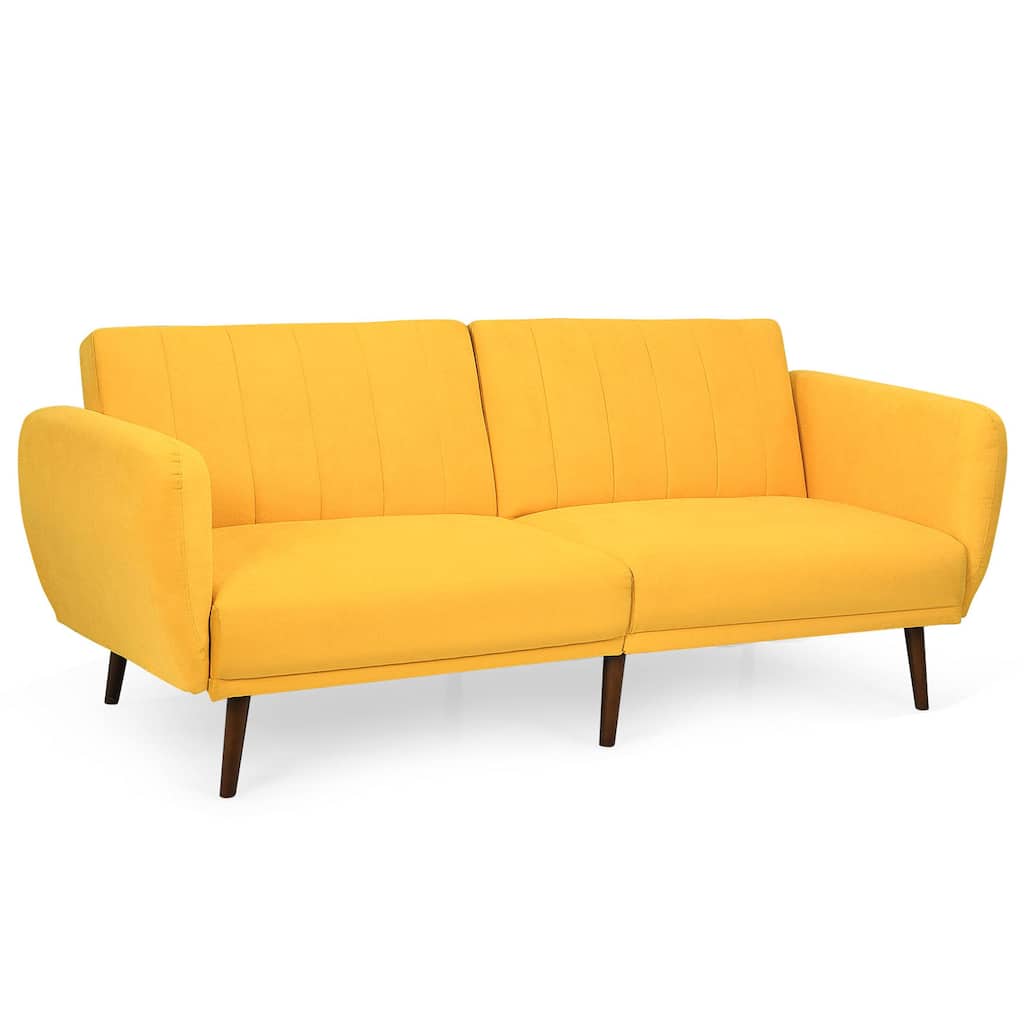 Gymax Modern Sofa Bed Convertible Futon Sofa w/ 3-Level Adjustable - 82.5'' x 34'' x 32''