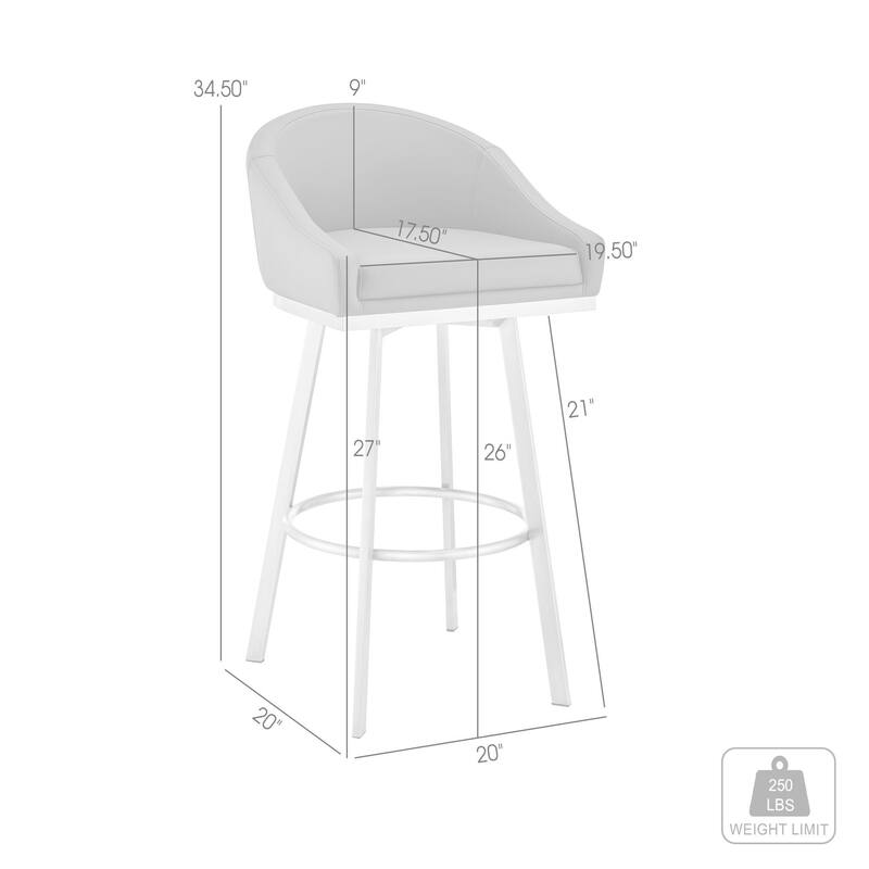 Eleanor Black or Brushed Stainless Steel Swivel Counter or Bar Stool