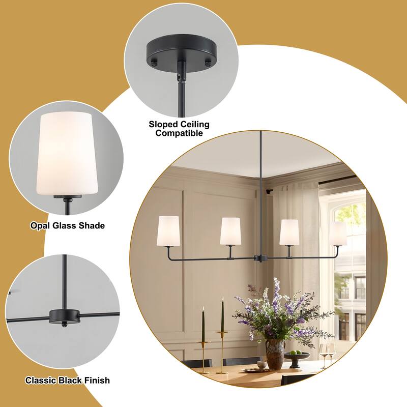 Starsky 4-Light Transitional Linear Pendant Light with Opal Glass Shades
