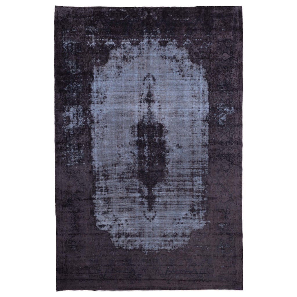 ECARPETGALLERY Hand-knotted Color Transition Black, Light Grey Wool Rug - 9'6 x 14'3