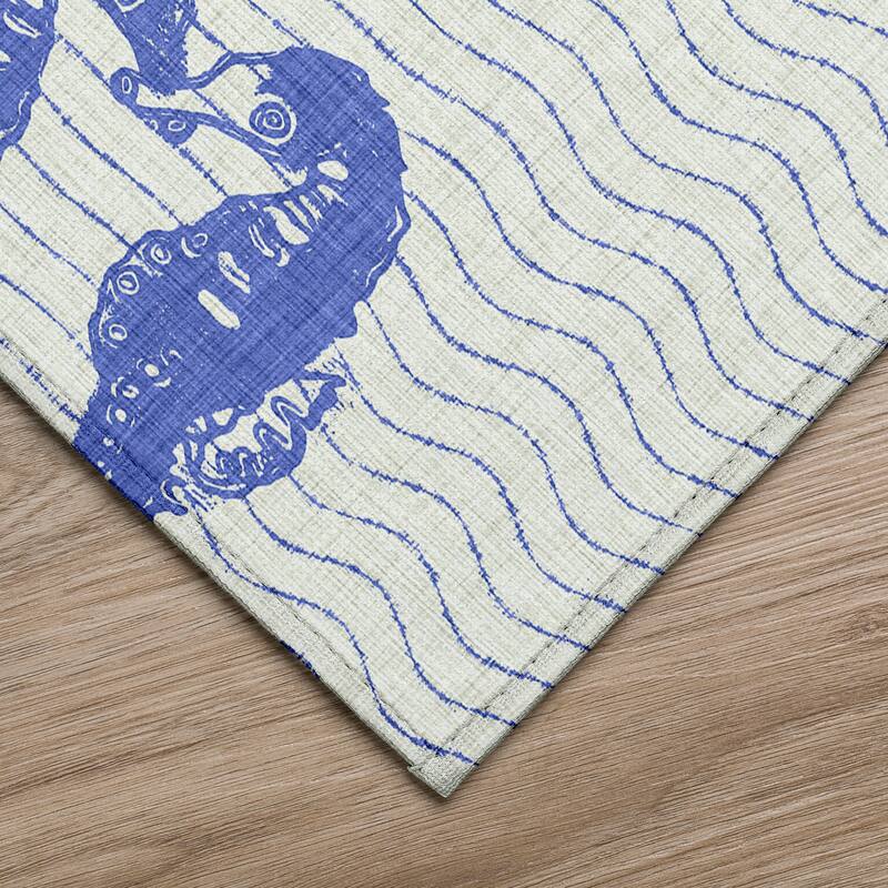 Indoor/ Outdoor Surfside Seahorses Washable Rug New