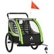 preview thumbnail 2 of 5, Aosom Child Baby Bike Trailer Kids 2 Seater, Bike Stroller Toddler, Green