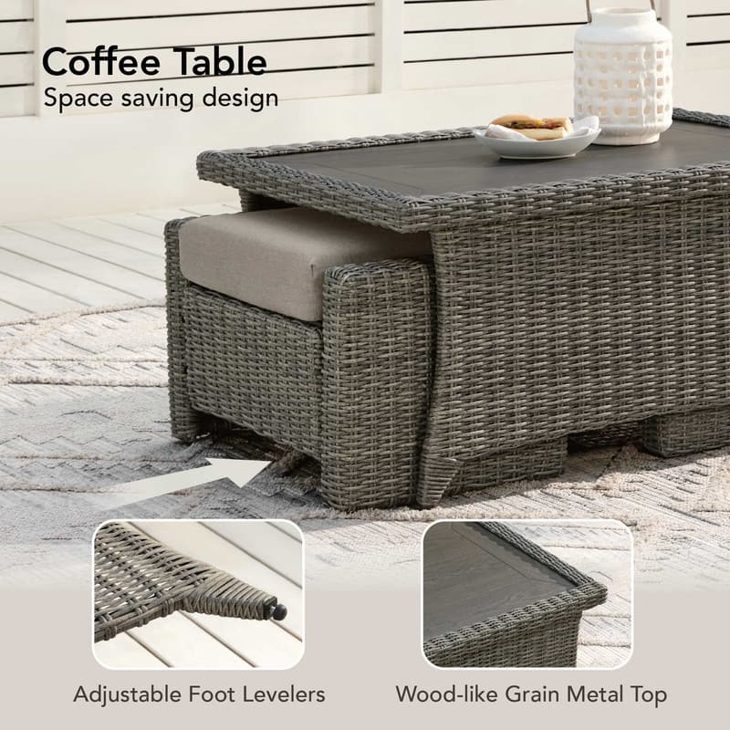 Murphy 4-Piece Outdoor Wicker Patio Furniture Conversation Sofa Sets