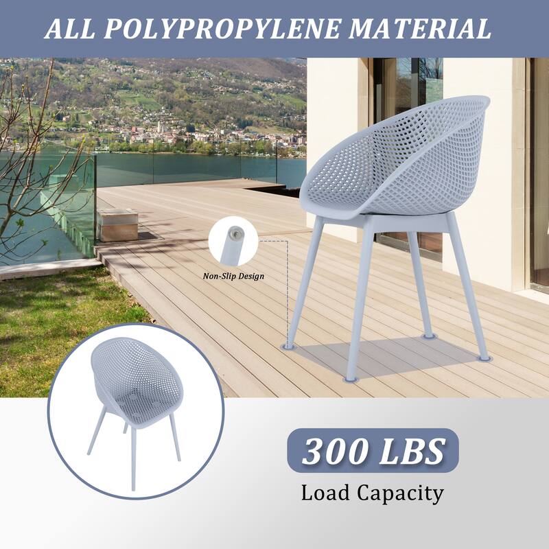 2-Pack Modern Lounge Chairs - Indoor/Outdoor All-Weather PP Plastic, Lightweight for Patio, Beach, Living Room