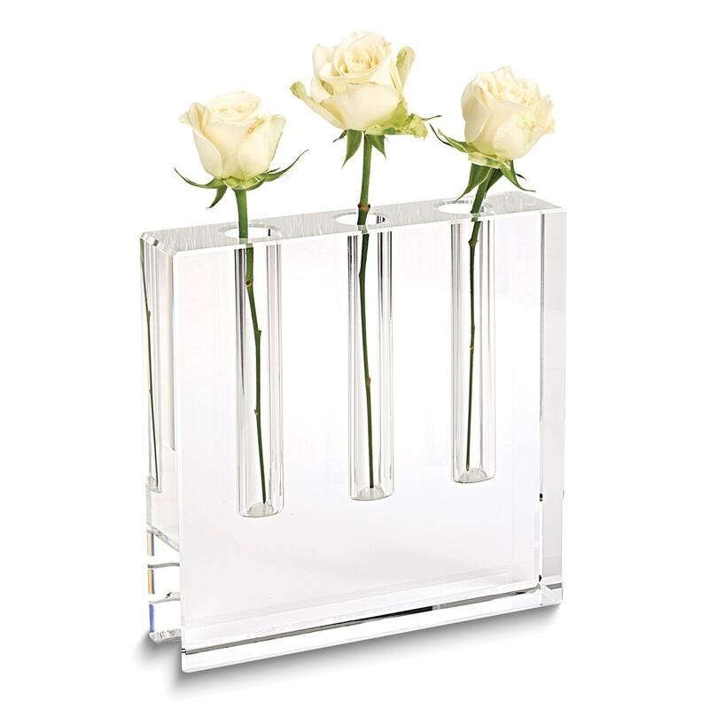Curata Handcrafted Lead-Free Crystal Three Bud Vase - 1.5" x 7"