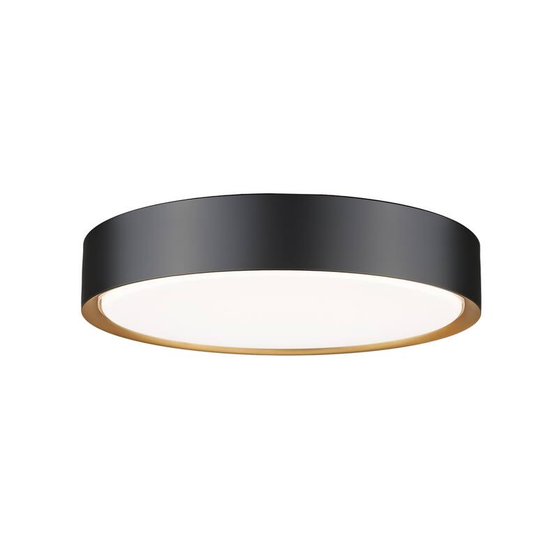 Z-Lite 1014F16-LED Kawan 16" Wide Flush Mount Drum Ceiling Fixture - Matte Black / Modern Gold