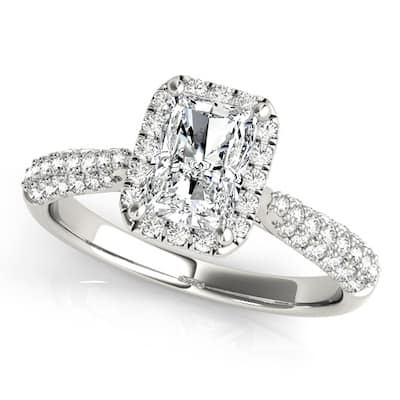 Auriya 14k White Gold Lab Grown Emerald Diamond Halo Engagement Ring 0.50 to 5.00 ct. tw. (F-G VS)