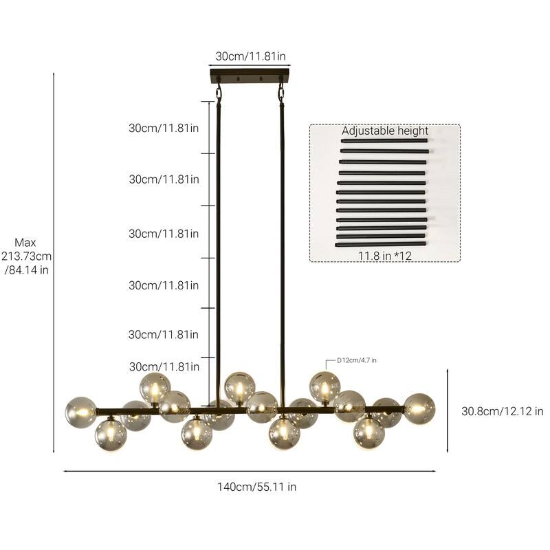 Bubble Sputnik Chandelier Modern Linear Chandelier with Globe Glass Shades