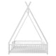 preview thumbnail 13 of 11, Metal Full Size House Platform Bed with Triangle Structure, Fence Guardrail & Horizontal Rod