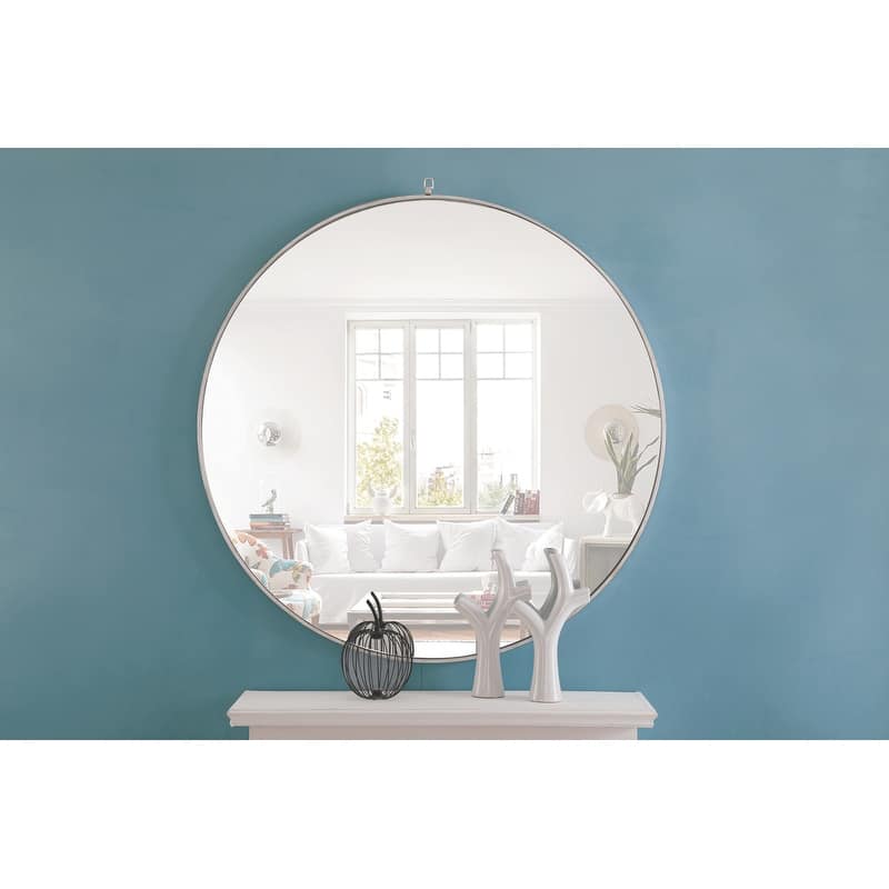 Strick & Bolton Patti Metal 48-inch Round Mirror with Decorative Hook