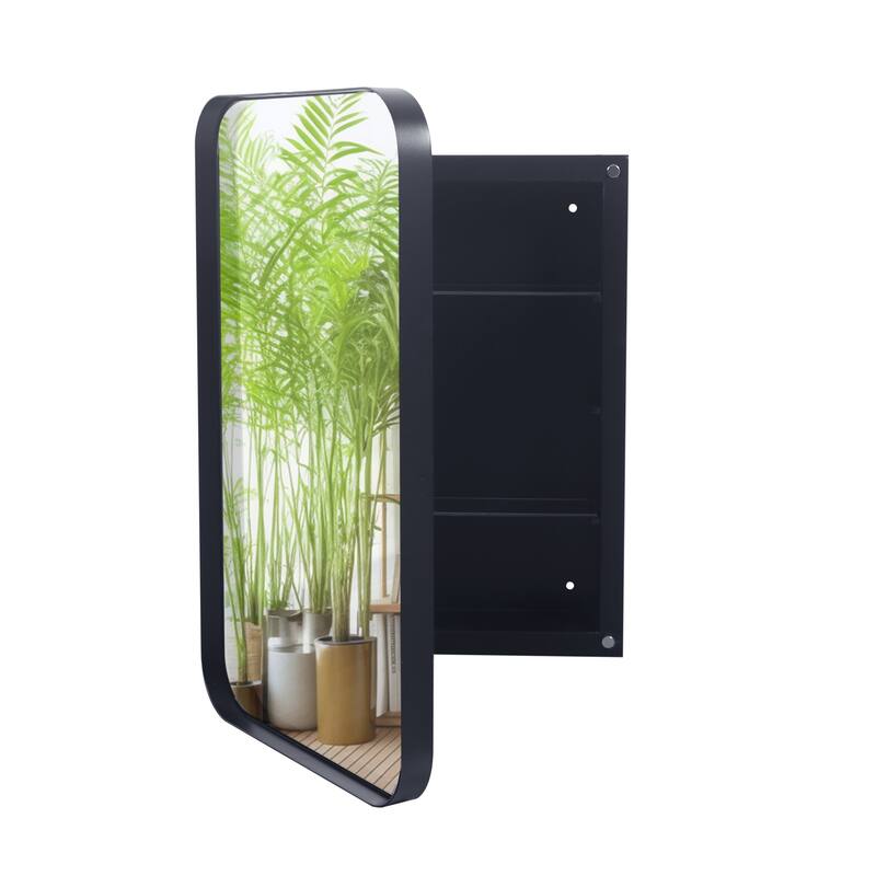 Wall Mount Metal Framed Medicine Cabinet with Storage