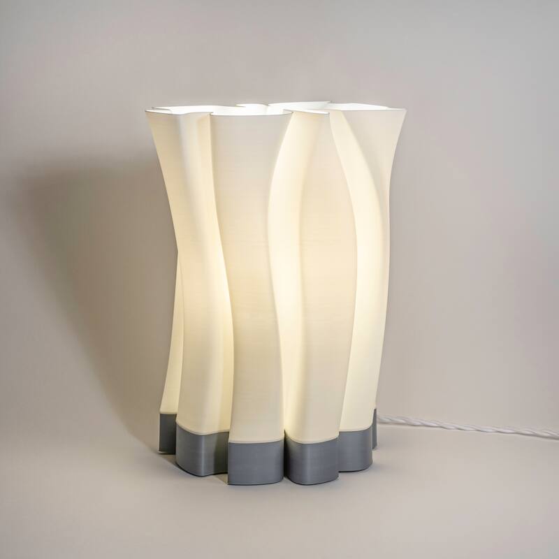 Flame 13.5" Modern Bohemian Plant-Based PLA 3D Printed Dimmable LED Table Lamp, by JONATHAN Y