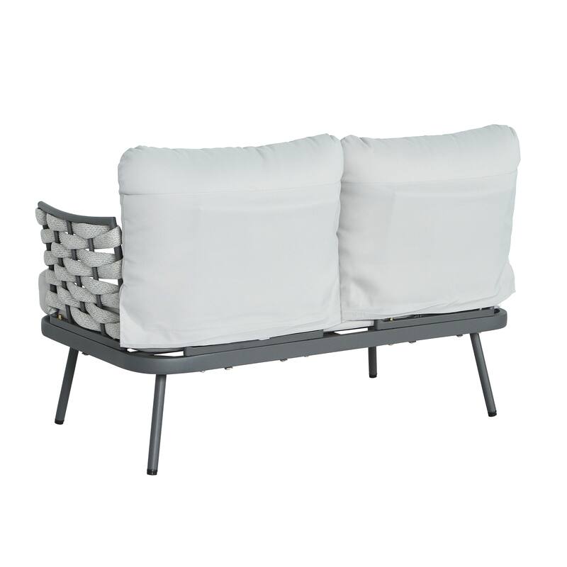 Christopher Knight Home - Cadence Rope and Steel Patio Loveseat and Table Set