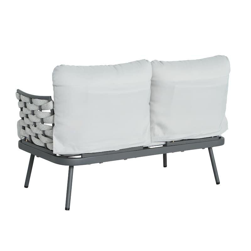 Christopher Knight Home - Peregrine Rope Steel Patio Conversation Set