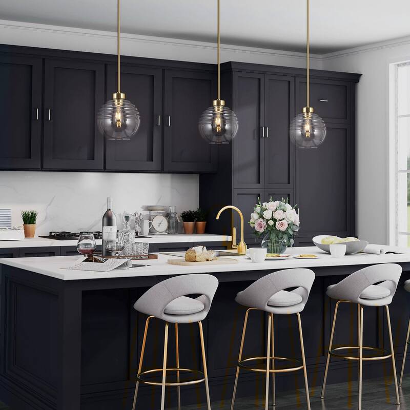 Mid-century Modern 1-light Gold Pendant Light Dimmable Kitchen Island Lighting