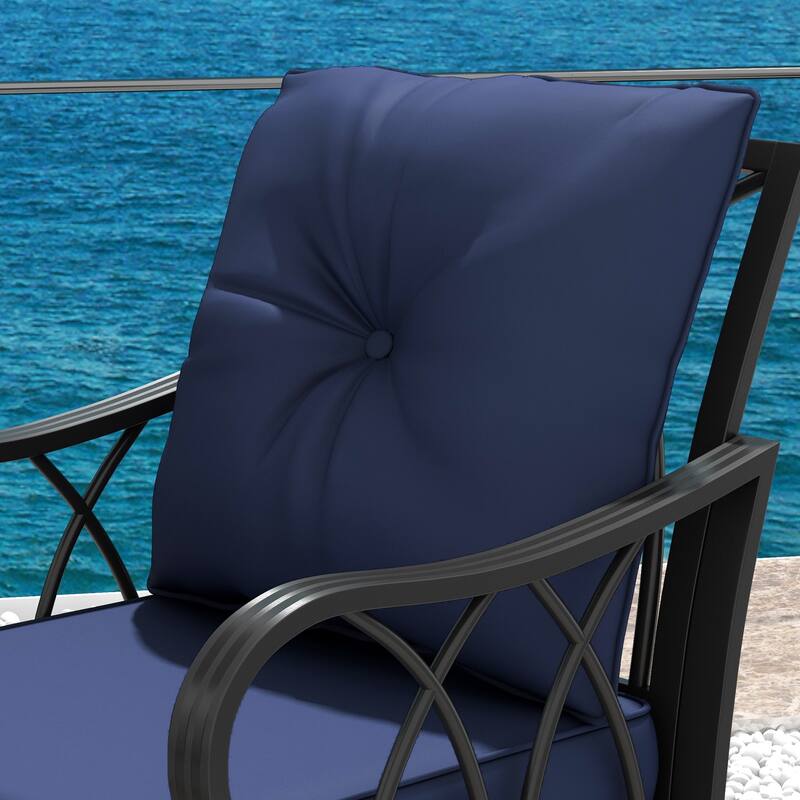 Outsunny 2 Piece Outdoor Wicker Rocking Chairs with Padded Cushions, Aluminum Furniture Rattan Porch Rocker Chairs w/ Armrest