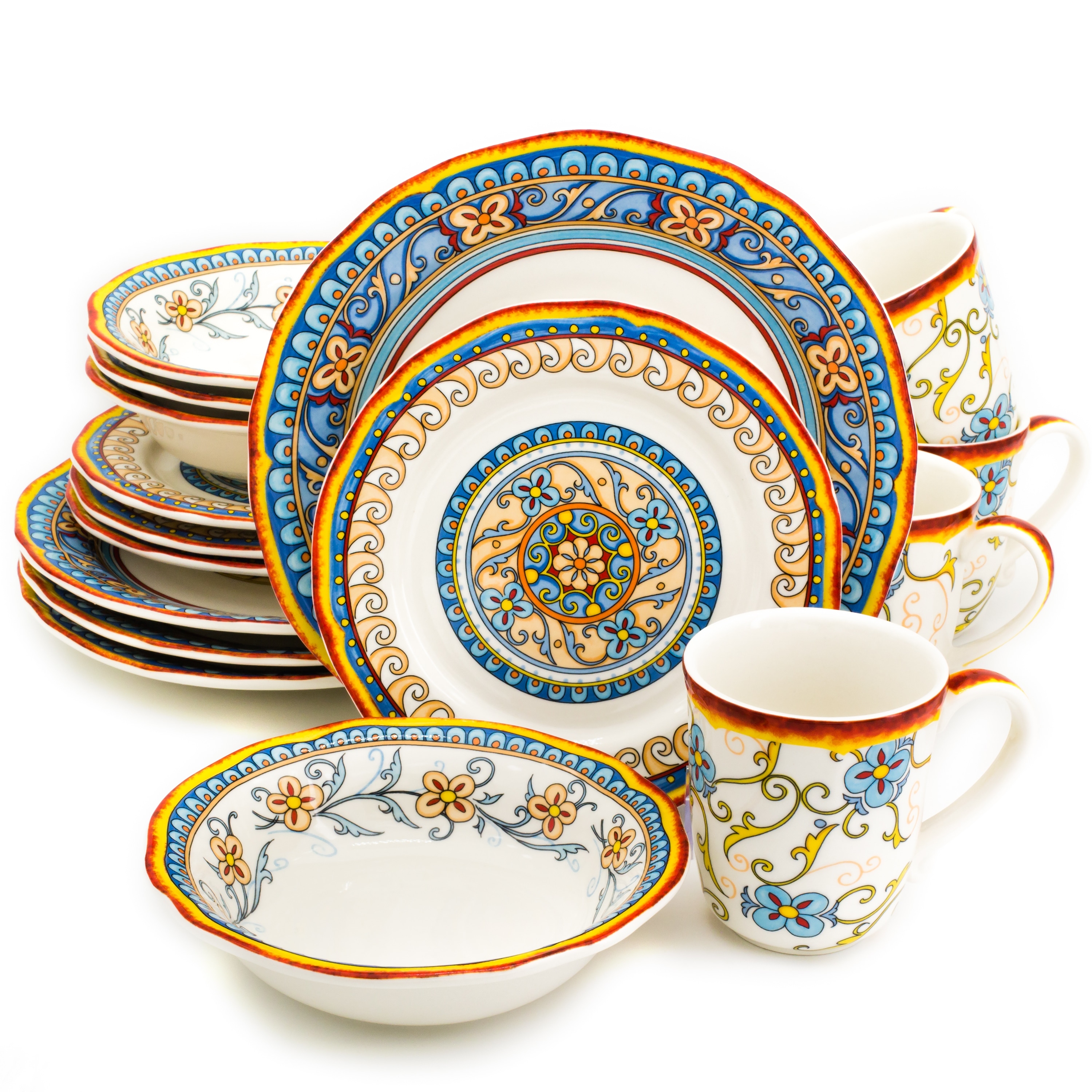 Euro Ceramica Duomo 16 Piece Dinnerware Set Service for 4 Italian Style