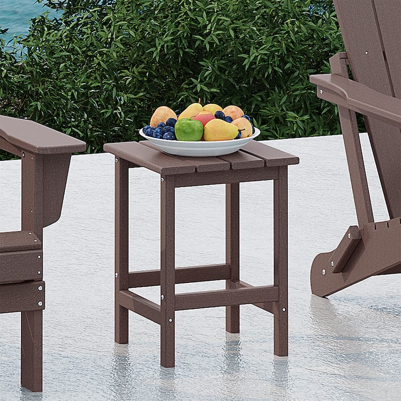 Polytrends Laguna Hdpe All Weather Outdoor Patio Square Side Table - Dark Brown