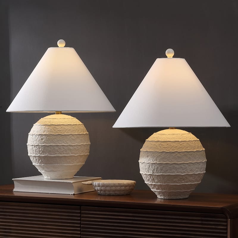 Archer 21" Resin/Metal Ridged LED Table Lamp, (Set of 2), By JONATHAN Y