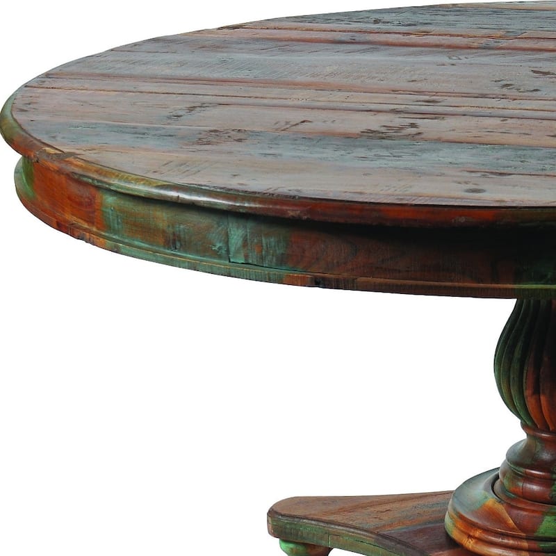 HomeRoots 72" Brown Rounded Solid Wood Dining Table - 72.00 in. x 31.00 in. x 72.00 in.