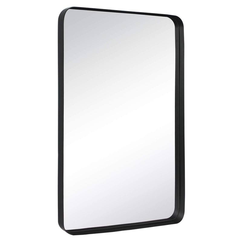 Arthers Stainless Steel Metal Bathroom Vanity Wall Mirror - 36" x 24" - Black