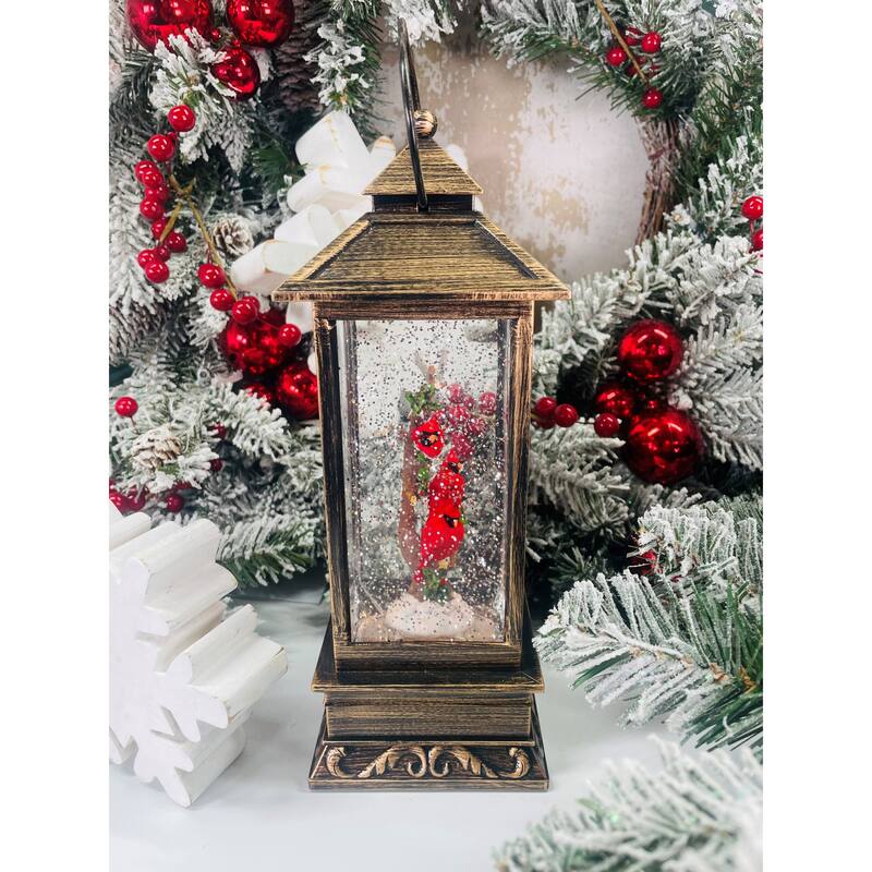 Cardinals Square Snow Lantern 8.75" - 10.875"H x 4" x 4"W