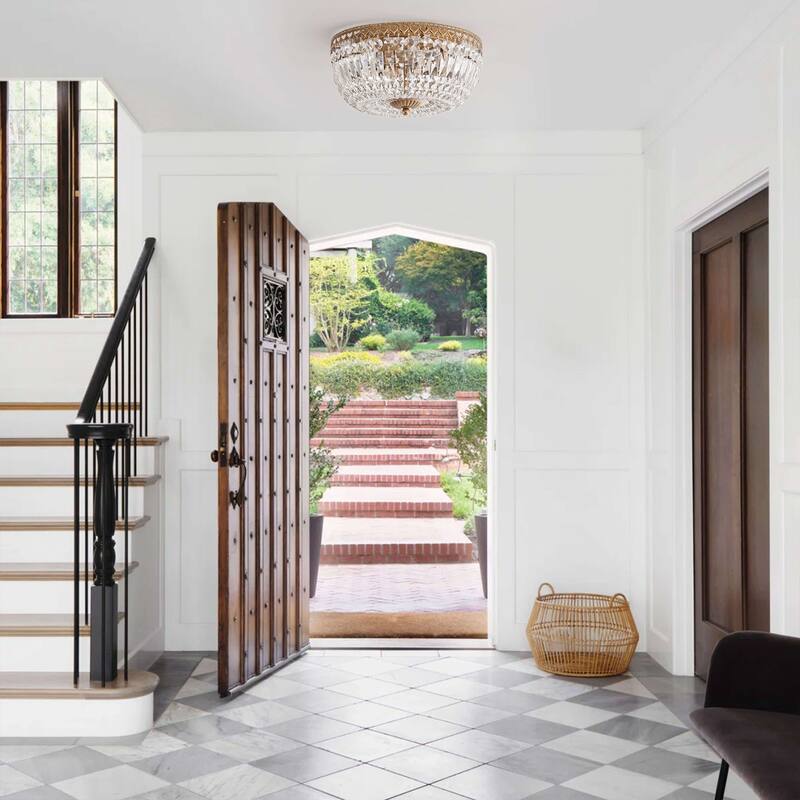 Silver Orchid 14-inch Crystal Flush Mount Chandelier