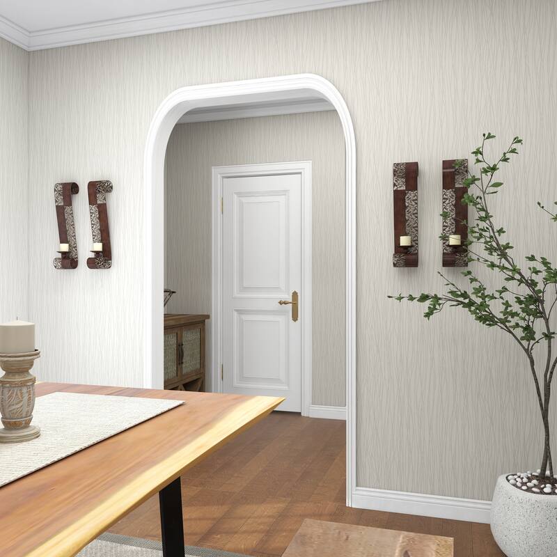 Brown Metal Cutout Leaf Wall Sconce with Scrolled Edges (Set of 2) - S/2 21"H, 4"W