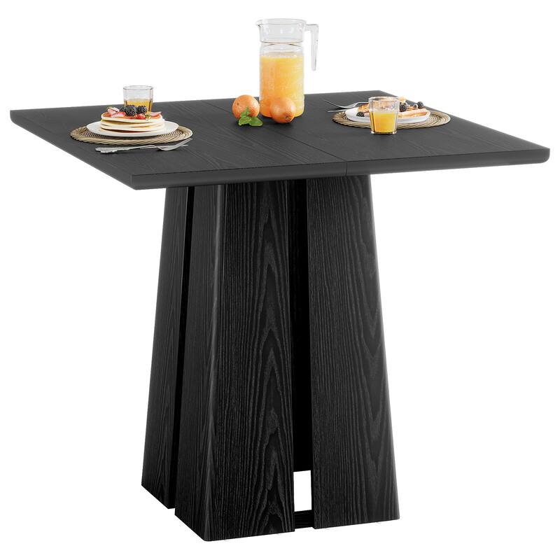 31.5'' Rustic Wooden Square Dining Table with Pedestal Base - 31.5 Inch