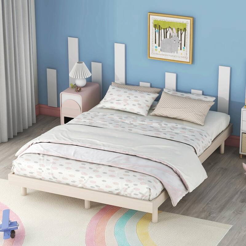 Contemporary Floating Platform Bed Frame - White - Full