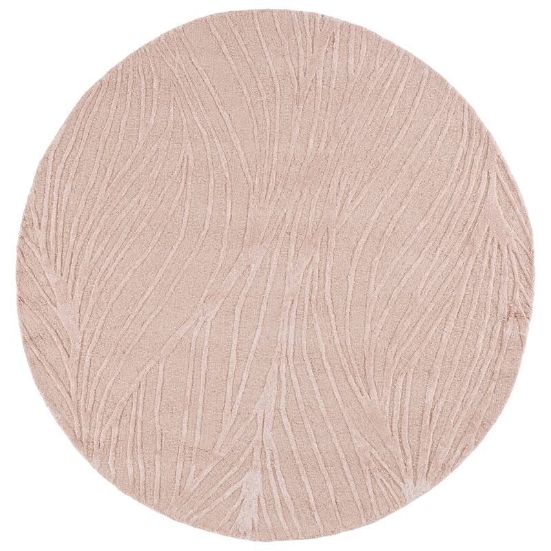 SAFAVIEH Handmade Glamour Fortunata Contemporary Wool Rug - 6' Round - Light Pink/Ivory