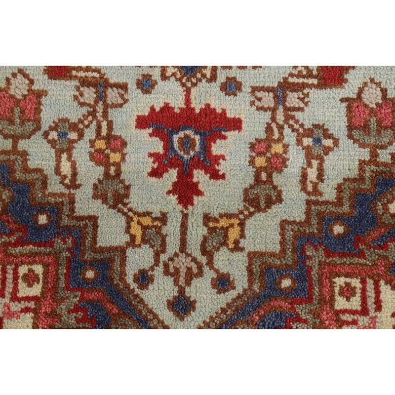 Hand Knotted Oriental 100% Wool Carpet Traditional Medallion Navy Blue & Blues Heriz (serapi) Area Rug - 5' 1'' X 3' 1''