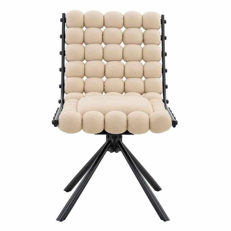 Set of 2 Puffy Bubble Velvet Dining Chairs with Ball Chain Detail