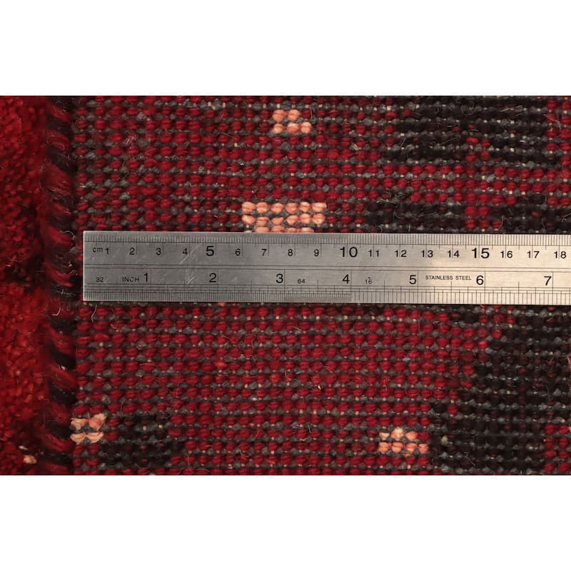Hand Knotted Oriental 100% Wool Carpet Modern Geometric Red Gabbeh Area Rug - 7' 6'' X 5' 6''