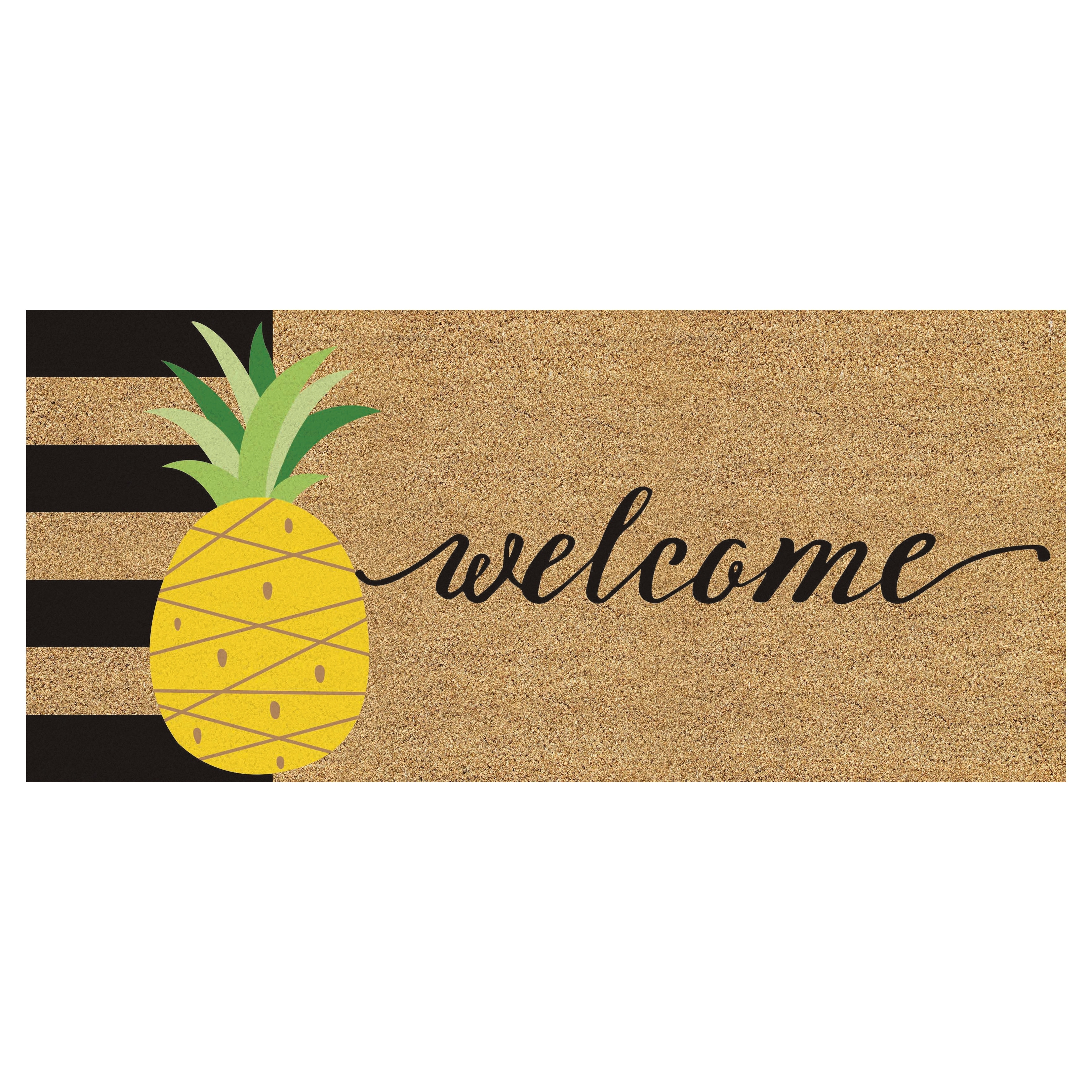 Welcome Pineapple Flocked Coir Sassafras Switch Door Mat - 22" x 10"