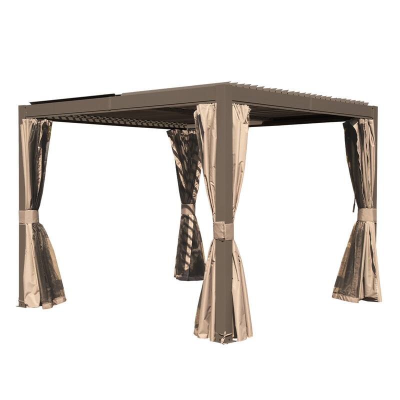 Domi Louvered Pergola 10' x 10', Aluminum Outdoor Pergola with Adjustable Louvers, Full Aluminum Frame, Built-in Gutter System
