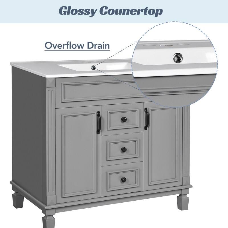 36" Bathroom Vanity with Top Sink, Modern Bathroom Storage Cabinet with 2 Soft Closing Doors and 2 Drawers