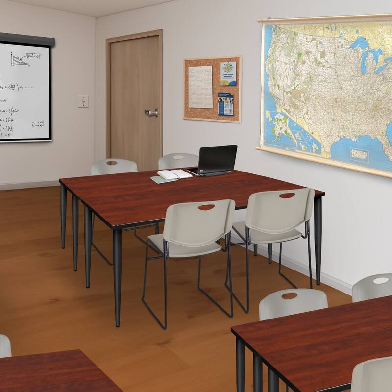 66 x 24 in. Training Seminar Table- Cherry Top, Black Tapered Legs