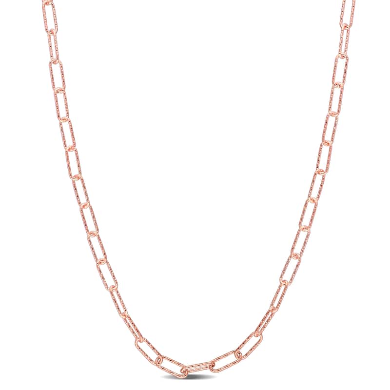 Miadora 18kt Rose Gold Plated Sterling Silver Paperclip Necklace
