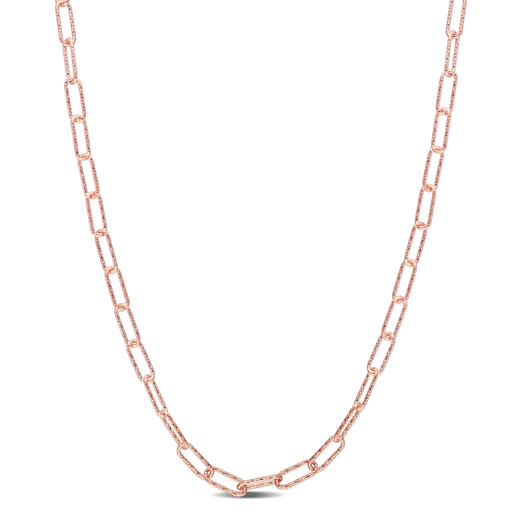 Miadora 18kt Rose Gold Plated Sterling Silver Paperclip Necklace
