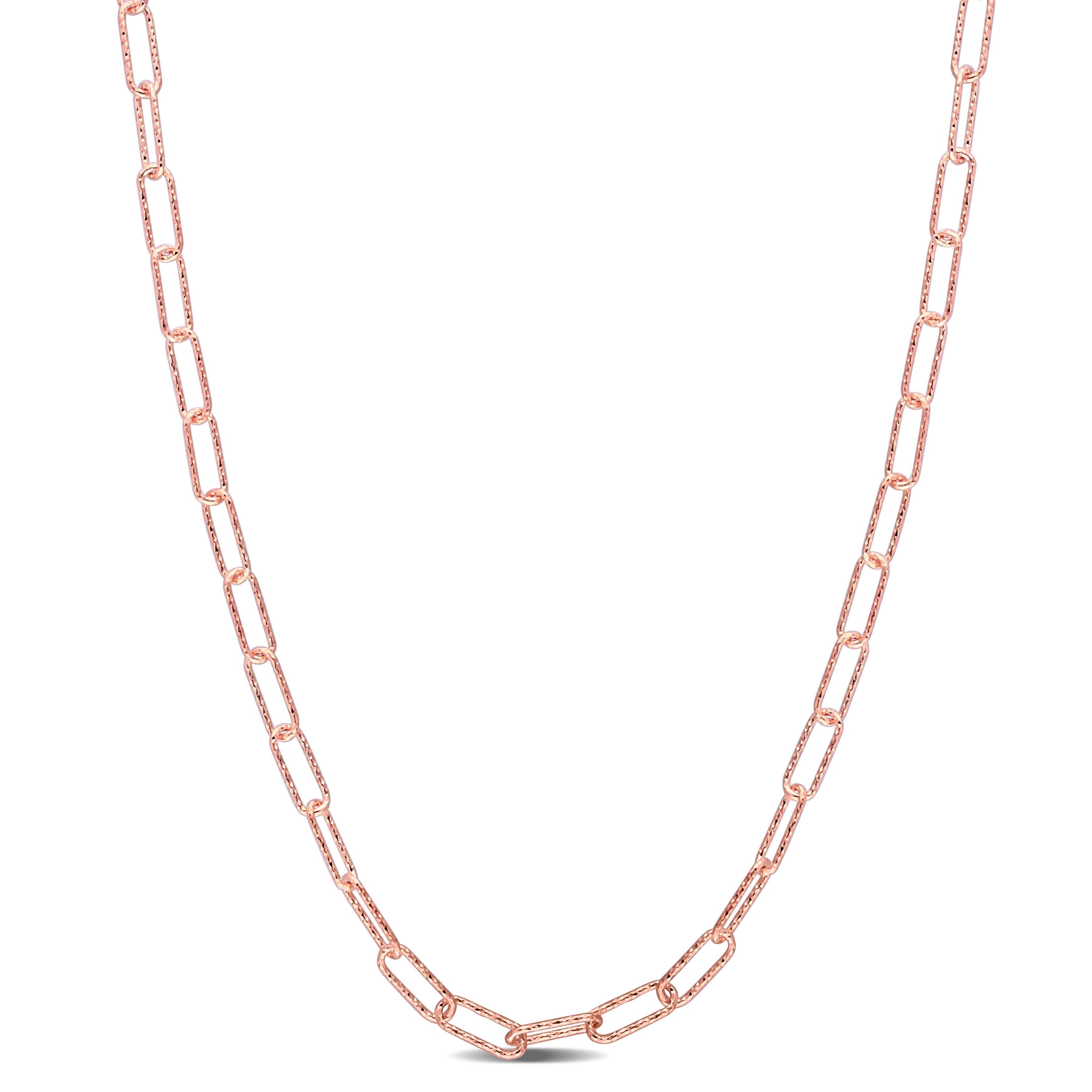 Miadora 18kt Rose Gold Plated Sterling Silver Paperclip Necklace