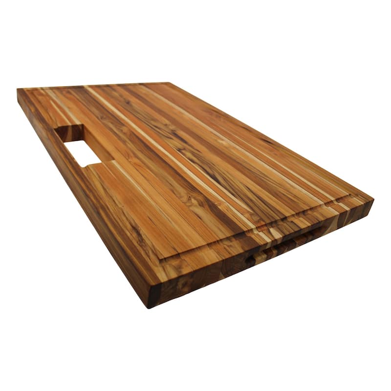EcoDecors, Teak Edge Grain Cutting Board 29-inches x 18-inches, Solid FSC Teakwood Butcher Block with Juice Groove