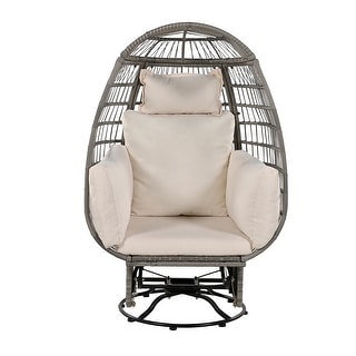 Outdoor Rattan Swivel Egg Chair with Cushions Rocking Function
