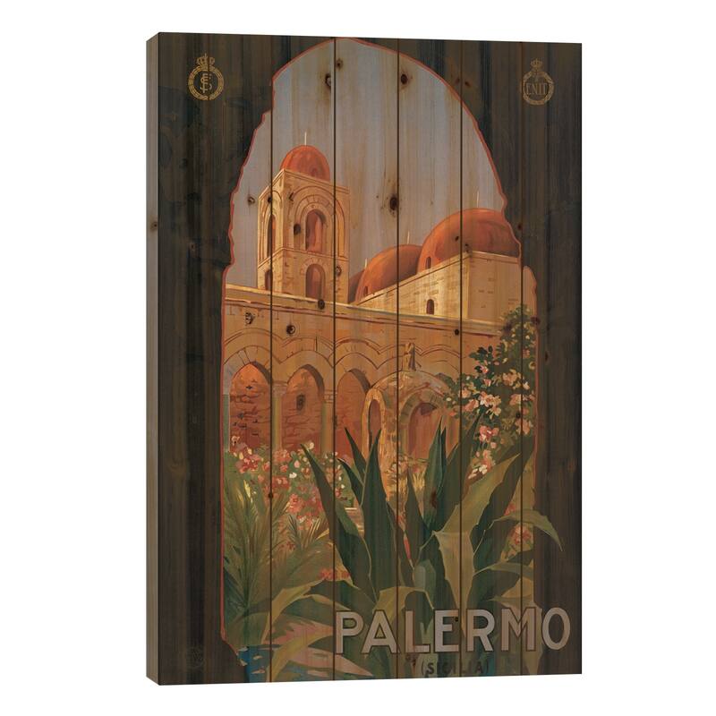 Palermo Travel Poster Print On Wood by Studio W - Multi-Color - 40x26x1.5